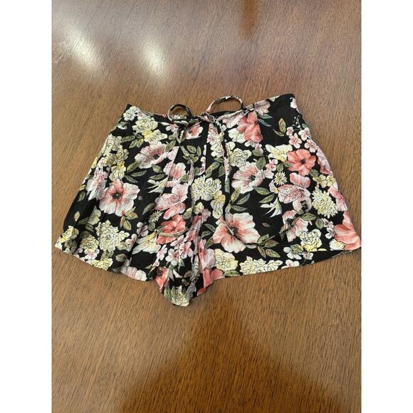 Billabong Trippy Day Shorts Size Large Tie Front Stretch New Black Floral New - Picture 1 of 5